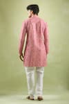 Shop Arihant Rai Sinha Pink Cotton, Silk, Chanderi Sequins, Embroidery Bandhani Print Kurta Set at Aza Fashions Shop_Arihant Rai Sinha_Pink Cotton, Silk, Chanderi Sequins, Embroidery Bandhani Print Kurta Set _at_Aza_Fashions