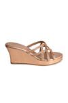 Sko_Rose Gold Crystal Petunia Studded Wedges_Online_at_Aza_Fashions