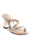 Buy_SKO_Gold Plain Kiara Metallic Braided Heels _Online_at_Aza_Fashions