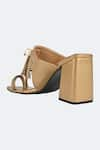 SKO_Gold Pearl Kolhapuri Tassel Block Heels _at_Aza_Fashions