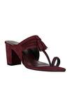 SKO_Maroon Tassels Embellished Kolhapuri Block Heels _Online_at_Aza_Fashions