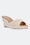 Shop_SKO_Gold Pearl Merjen Embroidered Wedges _at_Aza_Fashions