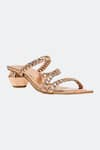 Shop_SKO_Rose Gold Plain Mia Braided Strap Heels _at_Aza_Fashions