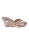 SKO_Gold Mirror Mystic Embroidered Wedges _Online_at_Aza_Fashions