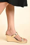 Buy_SKO_Gold Plain Two Strap Wedges _at_Aza_Fashions