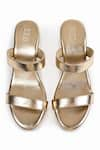 Shop_SKO_Gold Plain Two Strap Wedges _at_Aza_Fashions