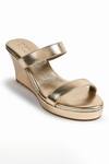 Buy_SKO_Gold Plain Two Strap Wedges _Online_at_Aza_Fashions