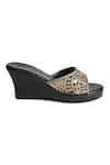 SKO_Black Embroidered Aayna Strap Wedges _Online_at_Aza_Fashions