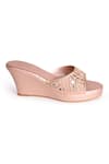 SKO_Rose Gold Embroidered Aayna Mirror Wedges _Online_at_Aza_Fashions