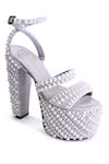 SKO_White Embellished Akoya Pearl Studded Heels _Online_at_Aza_Fashions