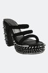 Buy_SKO_Black Embellished Studded Tripe Strap Heels _Online_at_Aza_Fashions