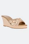 SKO_Beige Embroidered Beryl Wedges _at_Aza_Fashions