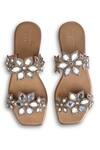 SKO_Gold Embroidered Blooming Flower Flats _Online_at_Aza_Fashions