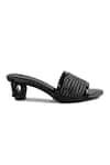 SKO_Black Camila Braided Strap Mules _Online_at_Aza_Fashions