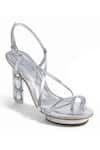 SKO_Silver Embellished Cristalla Criss Cross Strap Heels _Online_at_Aza_Fashions