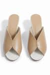 Buy_SKO_Beige Driblet Abstract Vegan Leather Mules _Online_at_Aza_Fashions