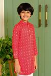 Buy_Free Sparrow_Red Silk Woven Buti Motifs Kurta With Pyjama _Online_at_Aza_Fashions