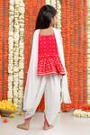 Shop_Free Sparrow_Red Silk Woven Trims Tie-up Peplum Kurta And Dhoti Pant Set _at_Aza_Fashions