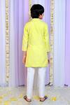 Shop_Free Sparrow_Yellow Cotton Embroidery Sequin Kurta With Pyjama _at_Aza_Fashions