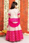 Shop_Free Sparrow_Pink Jacquard Silk Woven Trims Pattu Style Lehenga And Top Set _at_Aza_Fashions