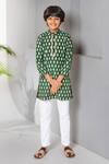 Free Sparrow_Green Chanderi Printed Foil New Forest Kurta With Pyjama _Online_at_Aza_Fashions