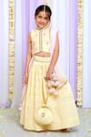 Buy_Free Sparrow_Yellow Georgette Embroidery Abhla Hawaiian Lehenga And Top Set _at_Aza_Fashions