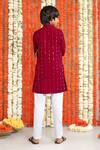 Shop_Free Sparrow_Maroon Silk Embroidery Abhla Kurta With Pyjama _at_Aza_Fashions