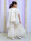 Shop_Free Sparrow_Ivory Chanderi Embroidery Woven Sequin Embellished Peplum Kurta And Sharara Set _at_Aza_Fashions