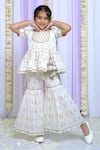 Free Sparrow_Ivory Chanderi Embroidery Woven Sequin Embellished Peplum Kurta And Sharara Set _Online_at_Aza_Fashions