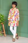 Buy_Free Sparrow_Multi Color Chanderi Printed Bougainvillea Kurta With Pyjama _at_Aza_Fashions