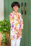 Free Sparrow_Multi Color Chanderi Printed Bougainvillea Kurta With Pyjama _Online_at_Aza_Fashions