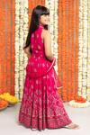 Shop_Free Sparrow_Pink Silk Printed Floral Embellished Lehenga And Top Set _at_Aza_Fashions