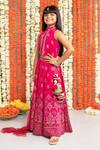 Buy_Free Sparrow_Pink Silk Printed Floral Embellished Lehenga And Top Set _Online_at_Aza_Fashions