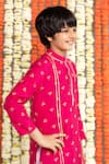 Free Sparrow_Pink Silk Printed Floral Kurta With Pyjama _Online_at_Aza_Fashions