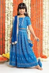 Buy_Free Sparrow_Blue Georgette And Net Embroidery Sequin Thread And Lehenga & Top Set _at_Aza_Fashions