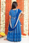 Shop_Free Sparrow_Blue Georgette And Net Embroidery Sequin Thread And Lehenga & Top Set _at_Aza_Fashions