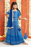 Free Sparrow_Blue Georgette And Net Embroidery Sequin Thread And Lehenga & Top Set _Online_at_Aza_Fashions