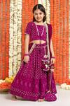 Buy_Free Sparrow_Purple Georgette And Net Embroidery Sequin Lehenga Set _at_Aza_Fashions