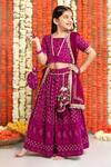 Free Sparrow_Purple Georgette And Net Embroidery Sequin Lehenga Set _Online_at_Aza_Fashions