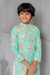 Free Sparrow_Blue Cotton Printed Floral Kurta With Pyjama _Online_at_Aza_Fashions