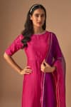 Buy_Cupid Cotton_Pink Silk Cotton Embroidery Lace Round Gulshan Zardosi Kurta And Sharara Set _Online_at_Aza_Fashions