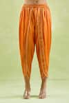 Buy_Kanika Sharma_Orange Kaftan Chanderi Silk Embroidery Floral Asymmetric And Dhoti Pant Set _Online_at_Aza_Fashions