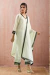 Buy_Kanika Sharma_White Kurta And Dupatta Chanderi Silk Embroidery Beads V-neck Thread & Pant Set _at_Aza_Fashions