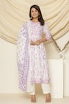 Buy_Pheeta_White Mulmul Embroidery Floral Round Thread Anarkali And Pant Set _at_Aza_Fashions