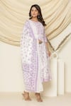 Pheeta_White Mulmul Embroidery Floral Round Thread Anarkali And Pant Set _at_Aza_Fashions