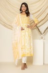 Buy_Pheeta_White Mulmul Embroidery Floral Round Aari Kalidar Anarkali And Pant Set _at_Aza_Fashions