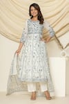 Buy_Pheeta_White Mulmul Embroidery Floral Round Aari Kalidar Anarkali And Pant Set _at_Aza_Fashions