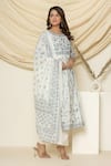 Shop_Pheeta_White Mulmul Embroidery Floral Round Aari Kalidar Anarkali And Pant Set _at_Aza_Fashions