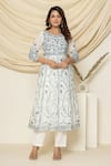 Pheeta_White Mulmul Embroidery Floral Round Aari Kalidar Anarkali And Pant Set _at_Aza_Fashions