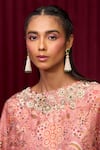 Buy_Ridhi Mehra_Pink Fine Silk Embroidery Floral Closed Round Serenade Print Cape With Skirt _Online_at_Aza_Fashions